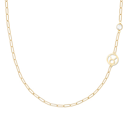Taurus & Birthstone Necklace on Adelaide Mini in 14k Gold