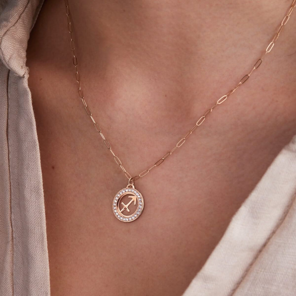Sagittarius & Birthstone Pendant in 14k Gold