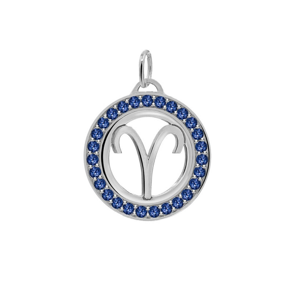 Aries & Birthstone Pendant in 14k Gold