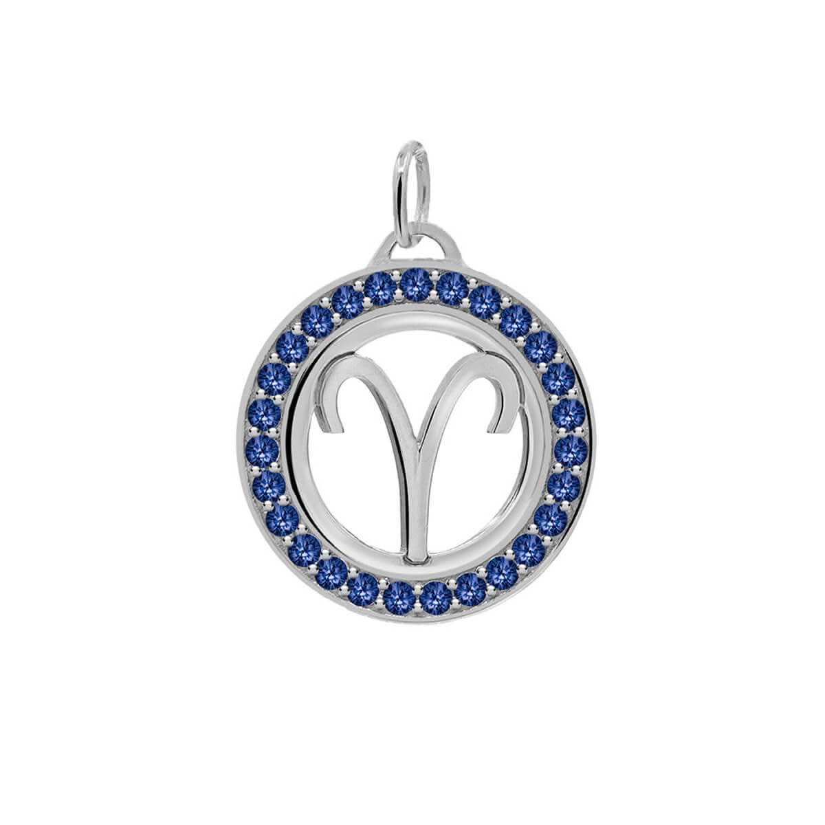 Aries & Birthstone Pendant in 14k Gold