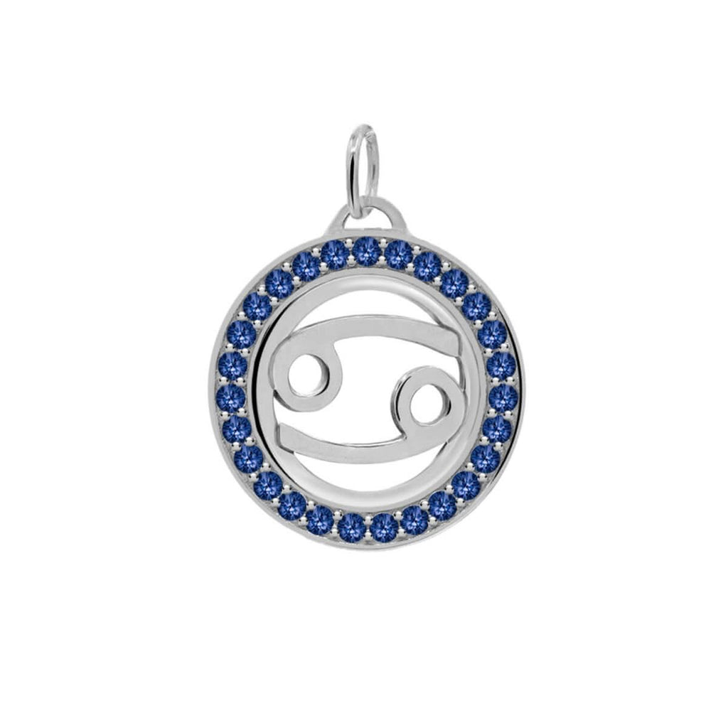 Cancer & Birthstone Pendant in 14k Gold