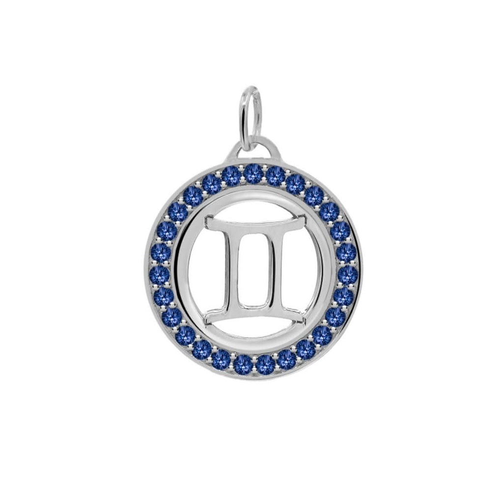 Gemini & Birthstone Pendant in 14k Gold