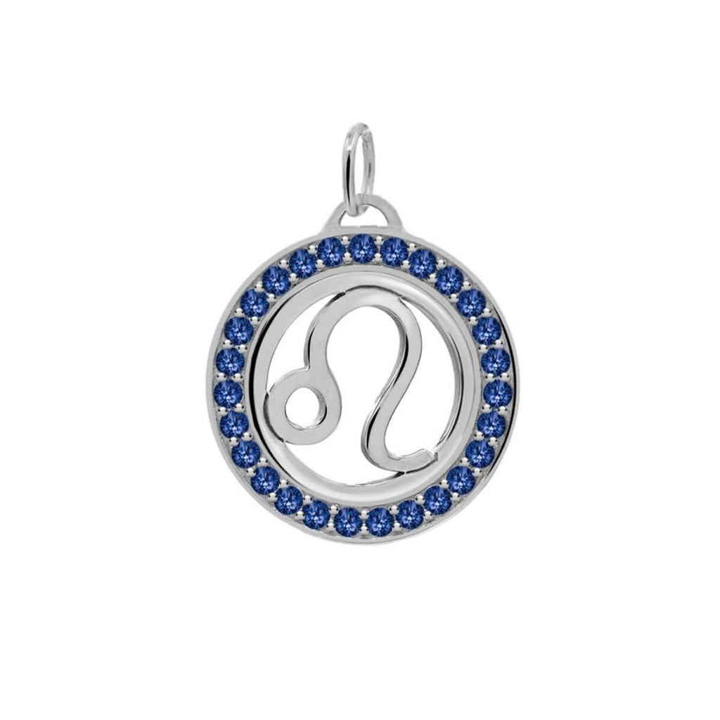 Leo & Birthstone Pendant in 14k Gold