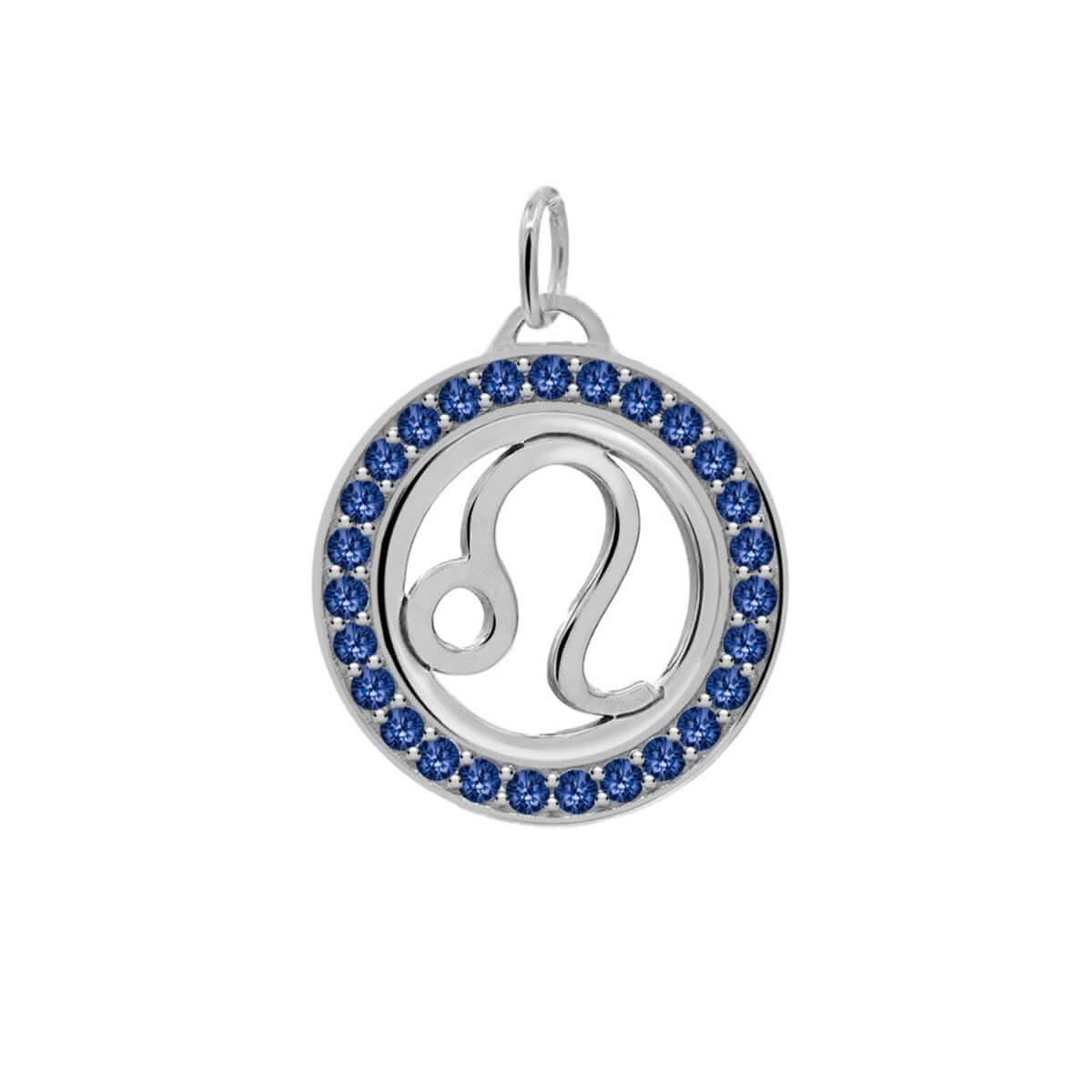 Leo & Birthstone Pendant in 14k Gold