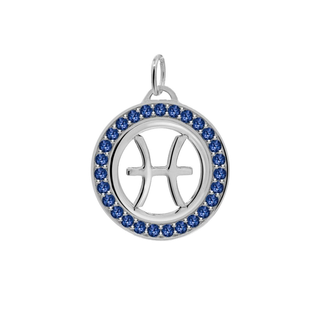 Pisces & Birthstone Pendant in 14k Gold