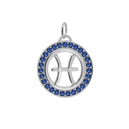 Pisces & Birthstone Pendant in 14k Gold