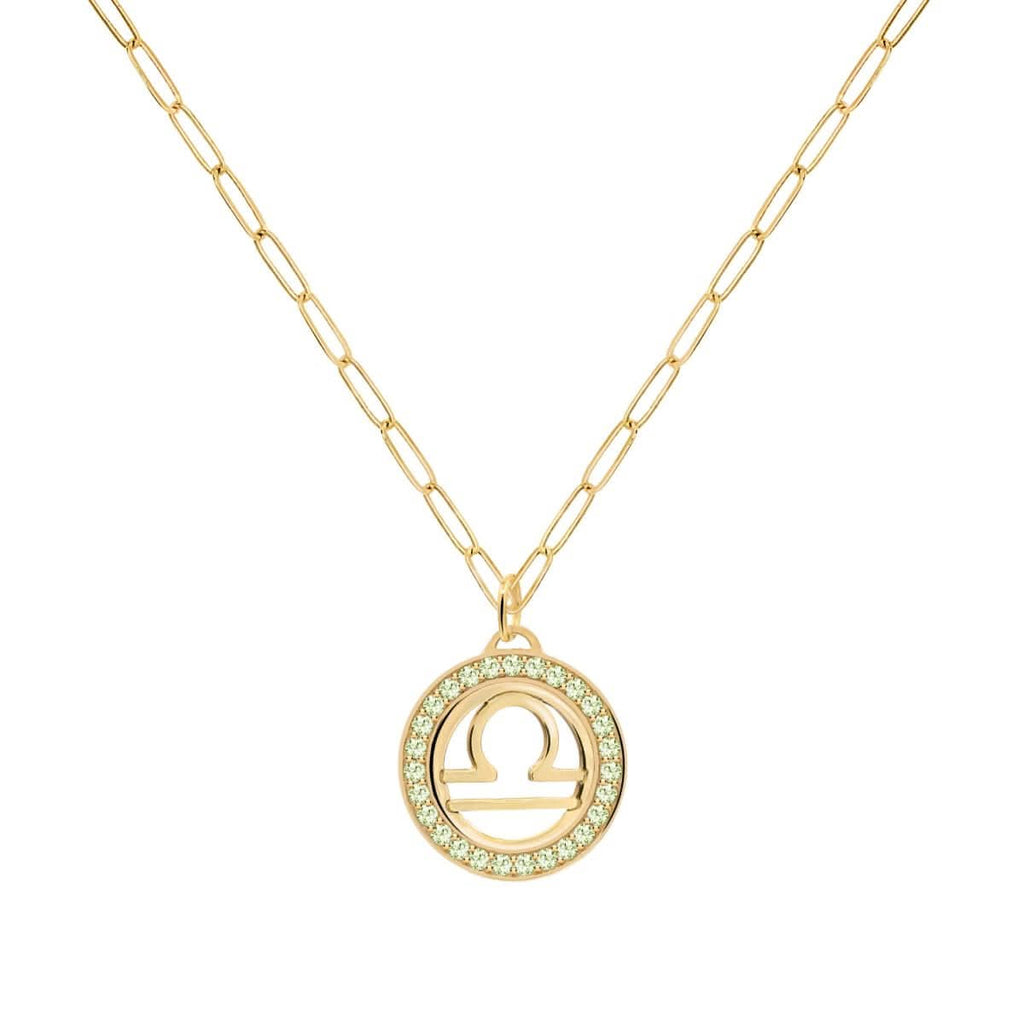 Libra & Birthstone Pendant in 14k Gold