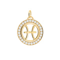 Pisces & Birthstone Pendant in 14k Gold