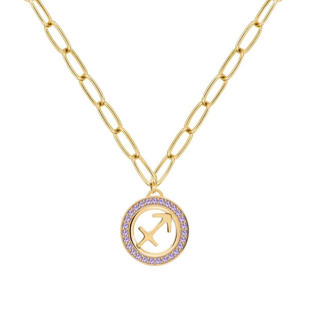 Sagittarius & Birthstone Pendant in 14k Gold