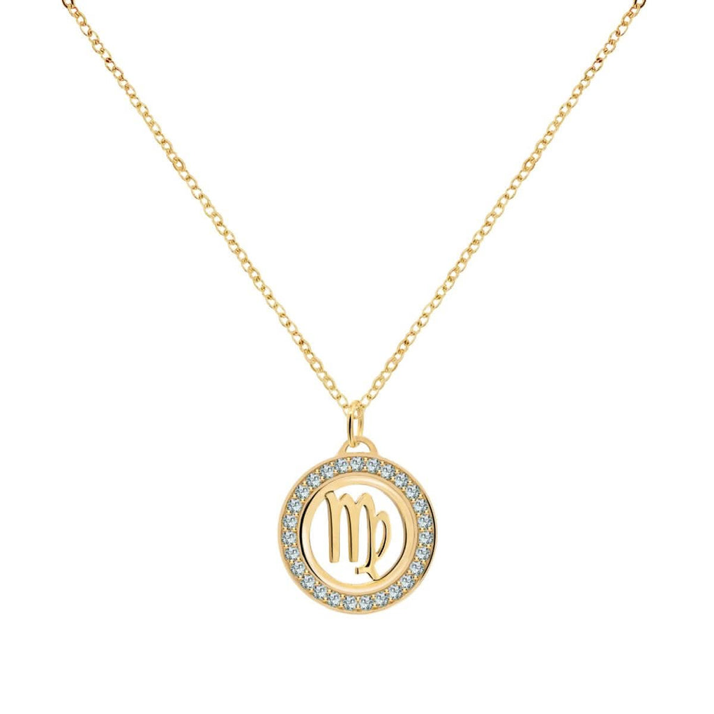 Virgo & Birthstone Pendant in 14k Gold