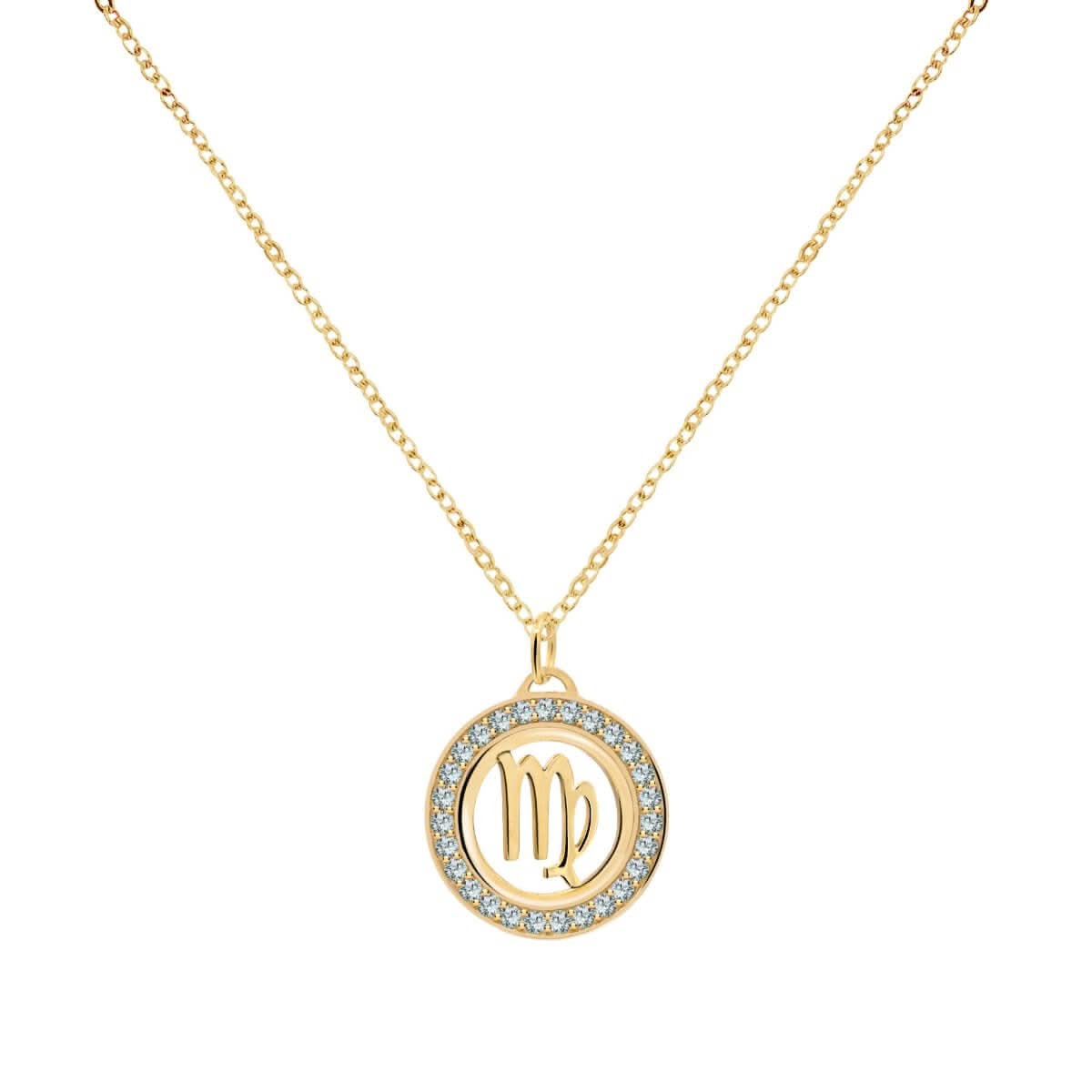 Virgo & Birthstone Pendant in 14k Gold