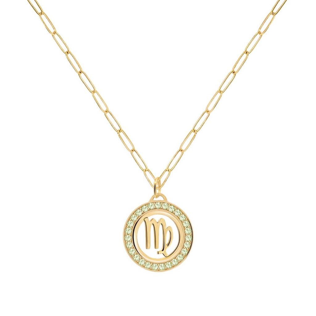 Virgo & Birthstone Pendant in 14k Gold