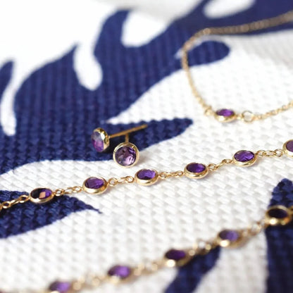 Petite Amethyst Stud Earrings in 14k Gold (February)