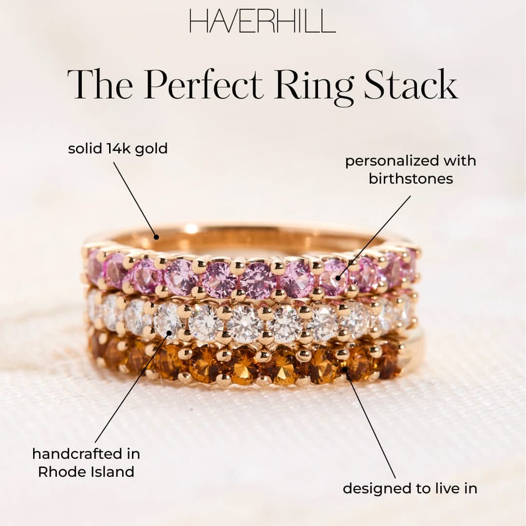 Rosecliff Birthstone Stackable Ring in 14k Gold