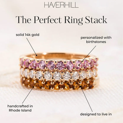 Rosecliff Diamond Stackable Ring in 14k Gold (April)