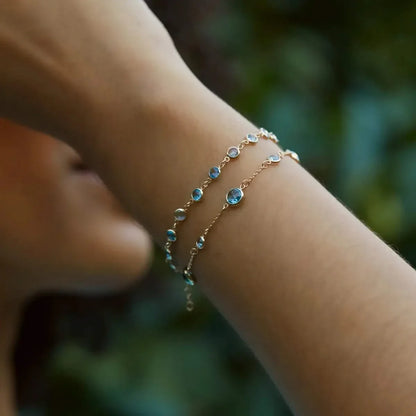 Newport Nantucket Blue Topaz Bracelet in 14k Gold (December)
