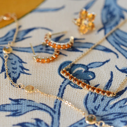 Rosecliff Citrine Bar Necklace in 14k Gold (November)