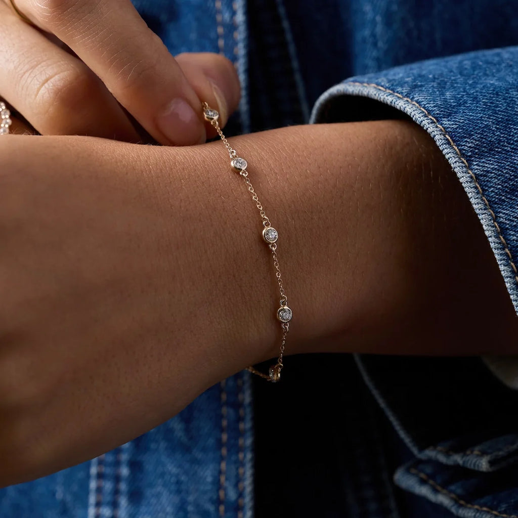Bayberry Luxe 7 Diamond Bracelet in 14k Gold (April)