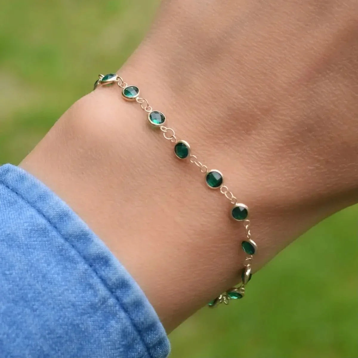 Newport Emerald Bracelet in 14k Gold (May)