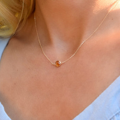 Grand 1 Citrine Necklace and Earrings Set in 14k Gold (November)