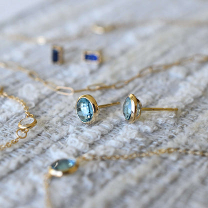 Grand Birthstone Stud Earrings in 14k Gold