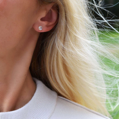 Grand Moonstone Stud Earrings in 14k Gold (June)