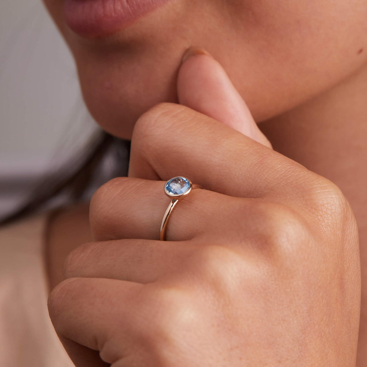 Grand Nantucket Blue Topaz Ring in 14k Gold (December)