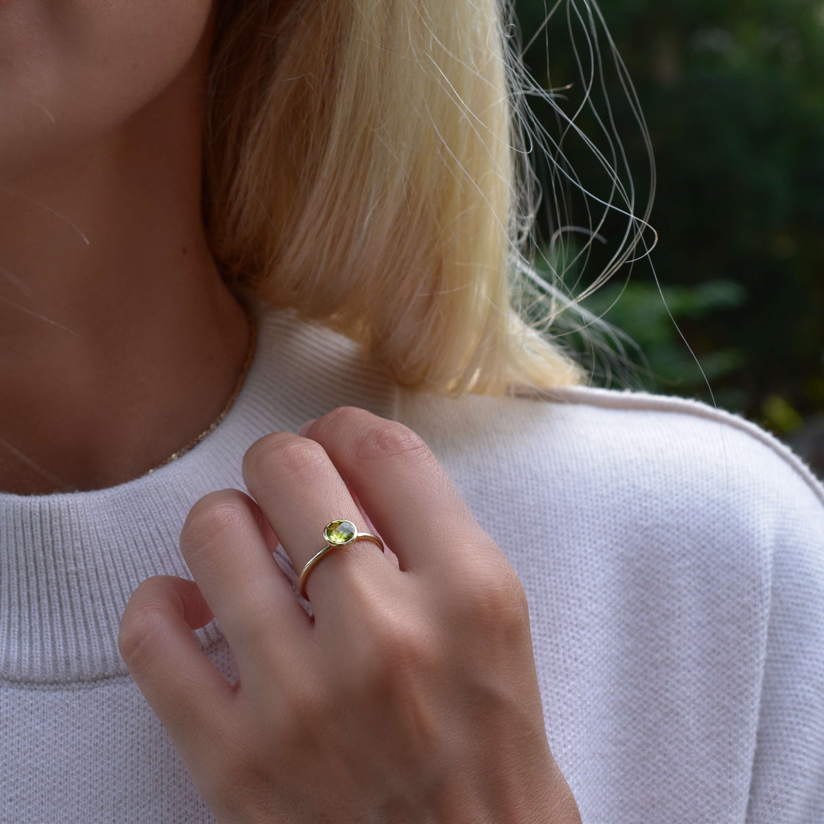 Grand Peridot Ring in 14k Gold (August)
