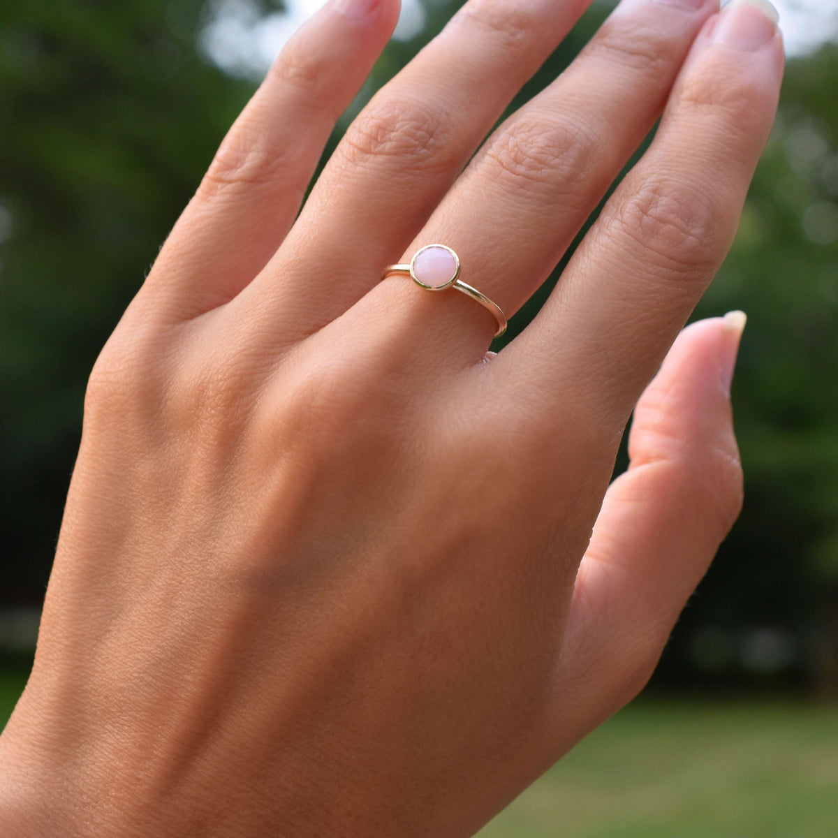 Grand Pink Opal Ring in 14k Gold (October)