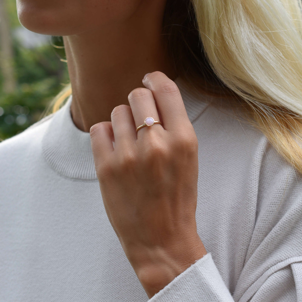 Grand Pink Opal Ring in 14k Gold (October)