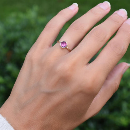 Grand Pink Sapphire Ring in 14k Gold (October)