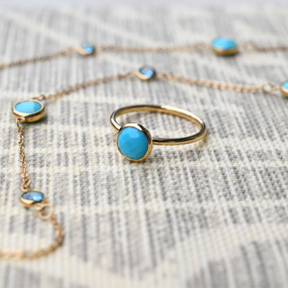 Grand Turquoise Ring in 14k Gold (December)