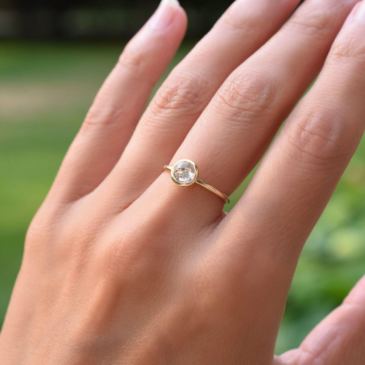 Grand White Topaz Ring in 14k Gold (April)
