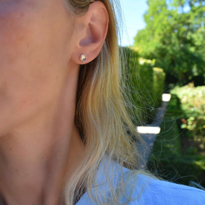 Grand White Topaz Stud Earrings in 14k Gold (April)