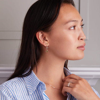 Grand 3 Birthstone Earrings in 14k Gold