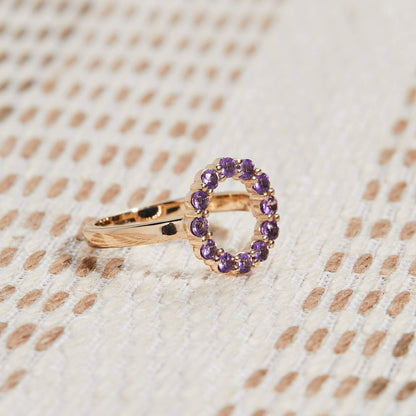 Rosecliff Small Circle Birthstone Ring in 14k Gold
