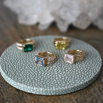 Warren Horizontal Birthstone Ring with Accent Stones in 14k Gold
