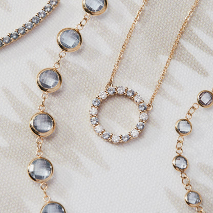 Rosecliff Circle Birthstone Necklace in 14k Gold
