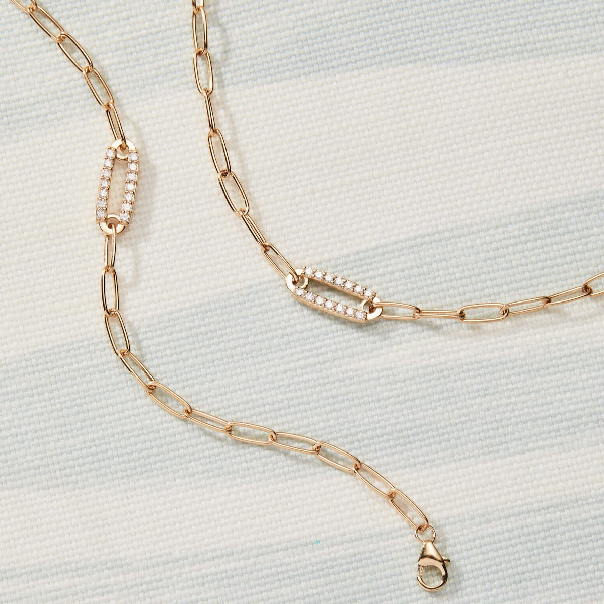 Adelaide 1 Pavé Birthstone Link Necklace in 14k Gold