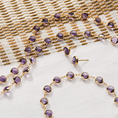 Newport Grand Amethyst Bracelet in 14k Gold (February)