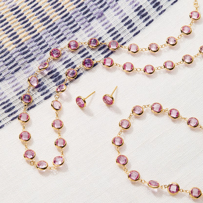 Grand Pink Sapphire Stud Earrings in 14k Gold (October)