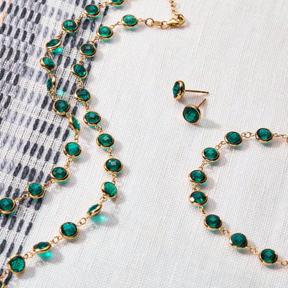 Grand Emerald Stud Earrings in 14k Gold (May)