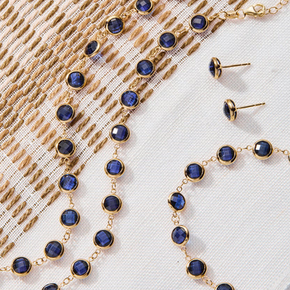 Grand Sapphire Stud Earrings in 14k Gold (September)