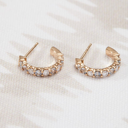 Rosecliff Diamond & Aquamarine Huggie Hoop Earrings in 14k Gold (March)