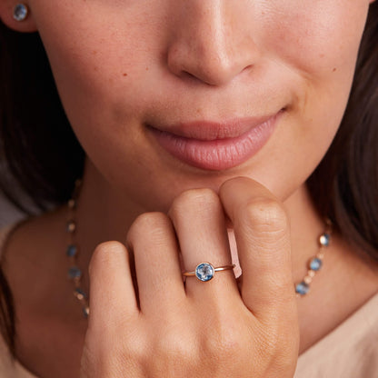Grand Nantucket Blue Topaz Ring in 14k Gold (December)