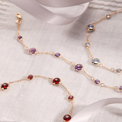 Bayberry Grand & Petite 7 Amethyst Bracelet in 14k Gold (February)
