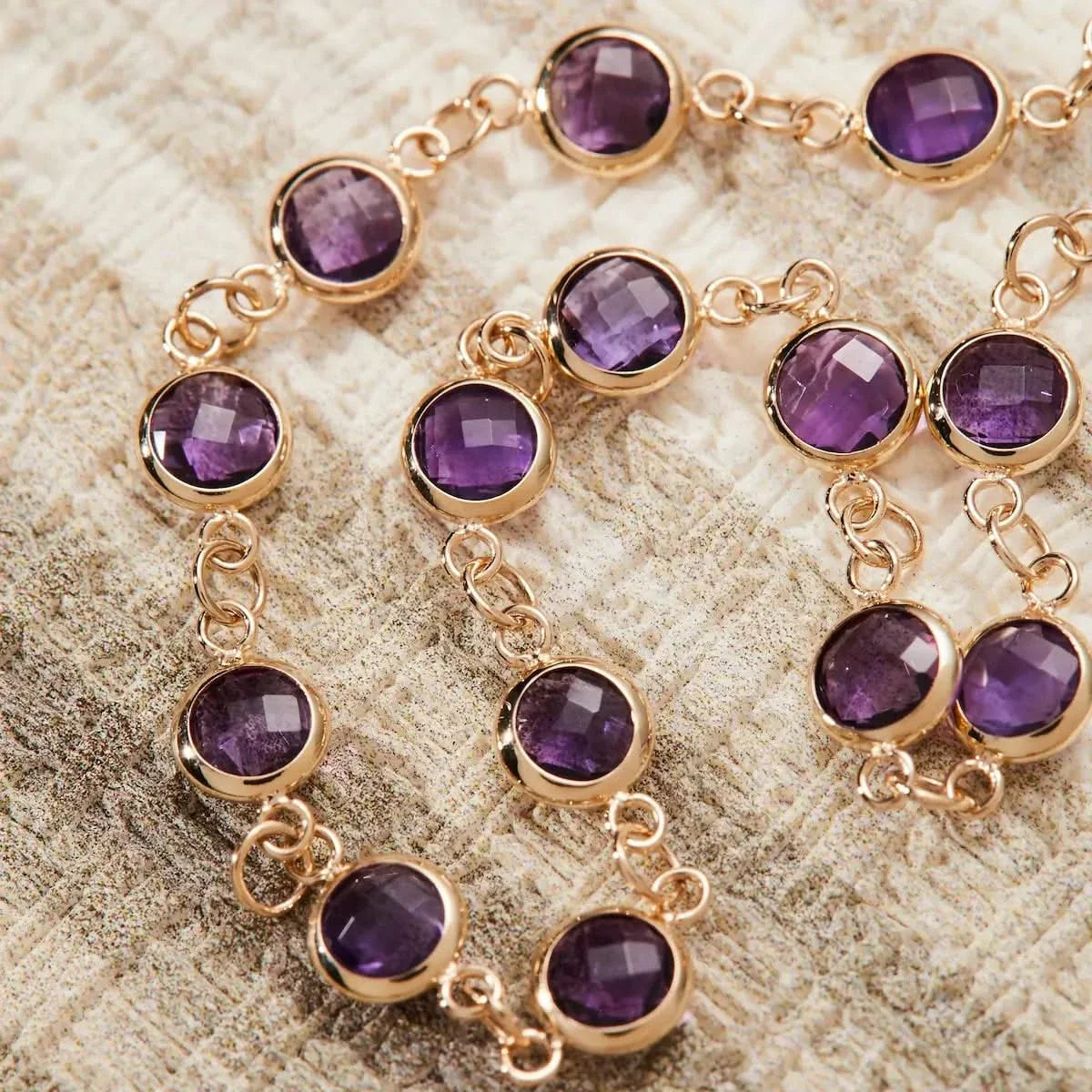 Newport Amethyst Bracelet in 14k Gold (February)