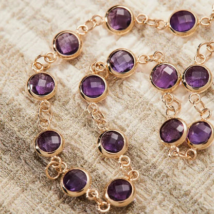 Newport Amethyst Bracelet in 14k Gold (February)