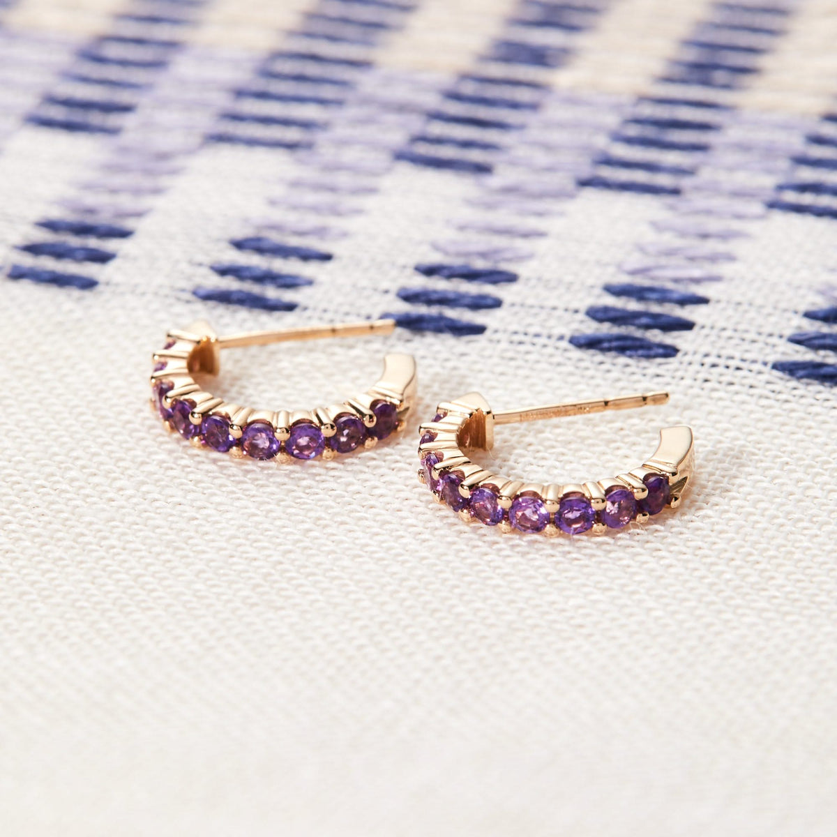Rosecliff Birthstone Huggie Hoop Earrings in 14k Gold
