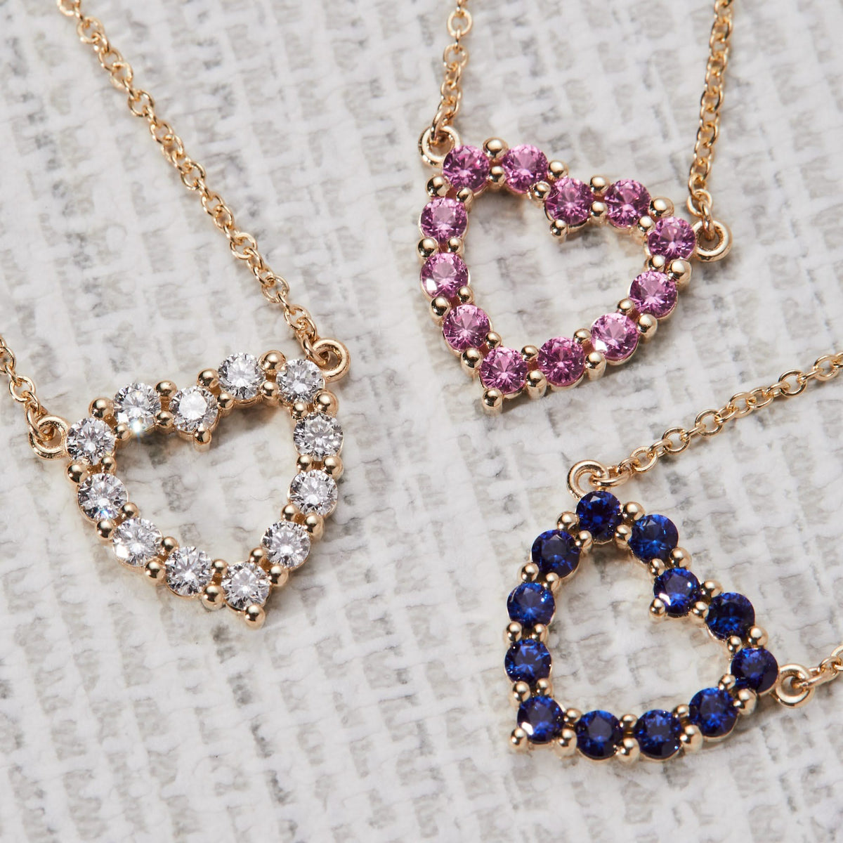 Rosecliff Small Heart Pink Sapphire Necklace in 14k Gold (October)